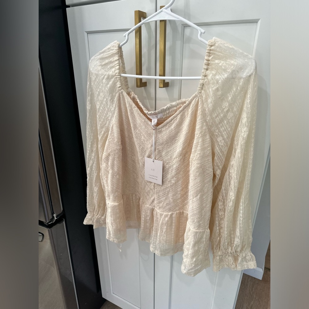 Lauren Conrad Lace Peplum Top